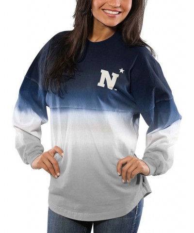 Women's Navy Midshipmen Ombre Long Sleeve Dip-Dyed Navy $38.95 Tops