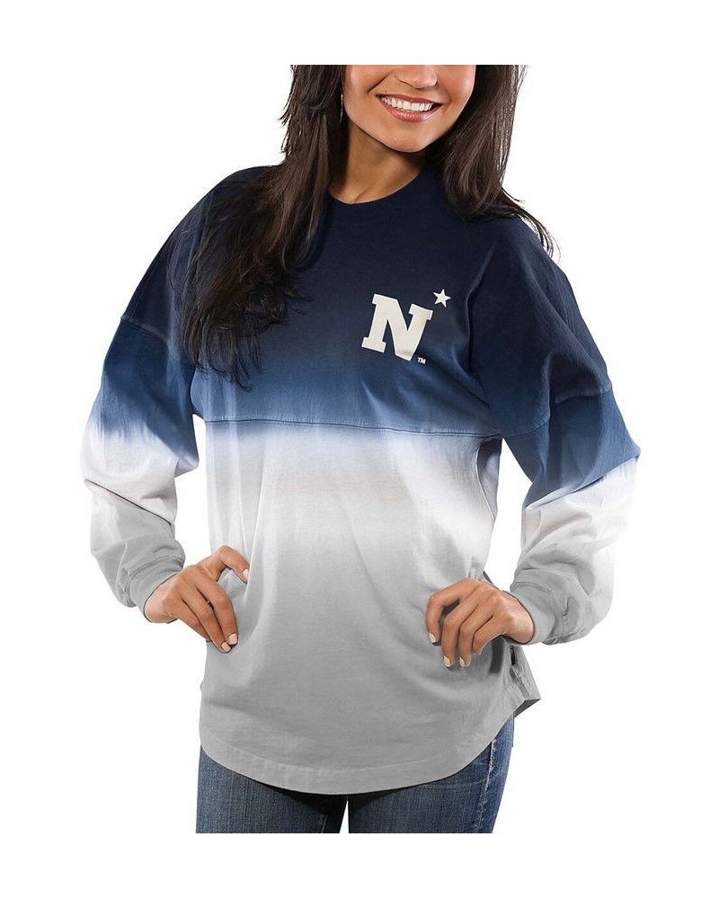 Women's Navy Midshipmen Ombre Long Sleeve Dip-Dyed Navy $38.95 Tops