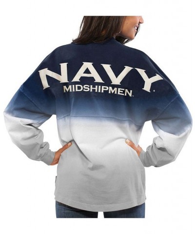 Women's Navy Midshipmen Ombre Long Sleeve Dip-Dyed Navy $38.95 Tops