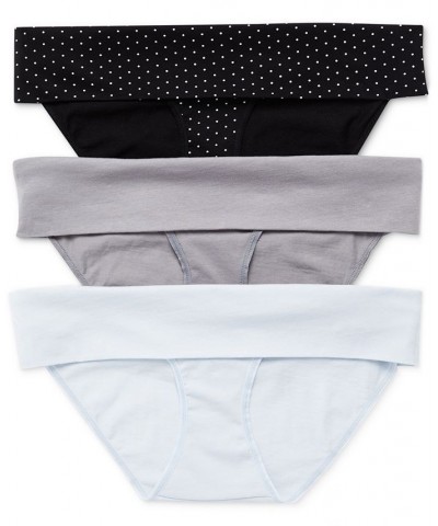 Plus Size Maternity Fold Over Panties (3 Pack) Blue Multi Pack $16.50 Panty