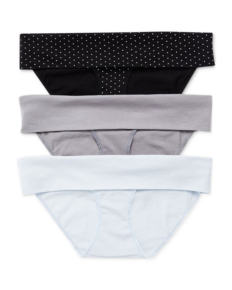 Plus Size Maternity Fold Over Panties (3 Pack) Blue Multi Pack $16.50 Panty