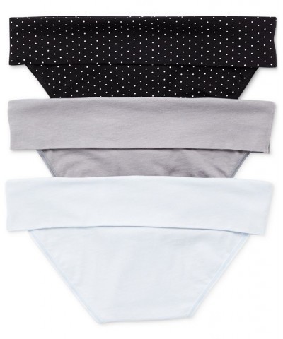 Plus Size Maternity Fold Over Panties (3 Pack) Blue Multi Pack $16.50 Panty