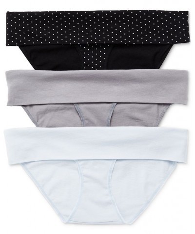 Plus Size Maternity Fold Over Panties (3 Pack) Blue Multi Pack $16.50 Panty