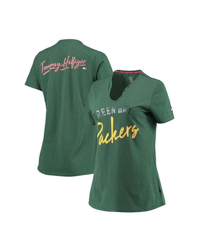 Women's Green Green Bay Packers Riley V-Neck T-Shirt Green $23.39 Tops