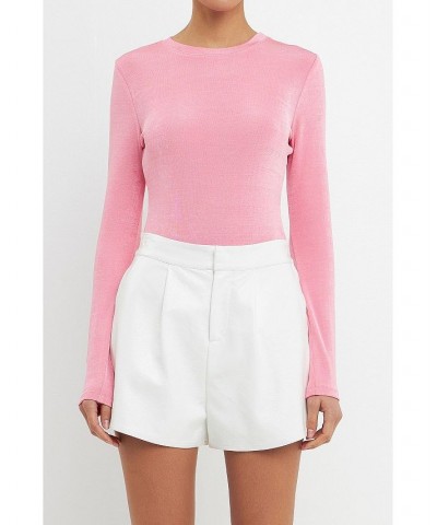 Women's Soft Glimmer Bodysuit Pink $37.60 Tops