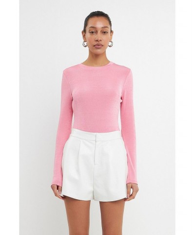 Women's Soft Glimmer Bodysuit Pink $37.60 Tops