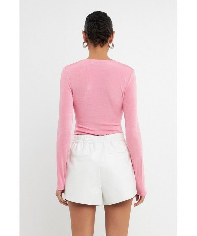 Women's Soft Glimmer Bodysuit Pink $37.60 Tops