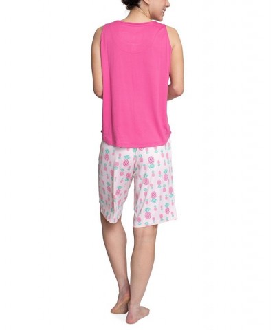 Women's 3-Piece Travel Pajama Set Pink Pineapple $29.92 Sleepwear