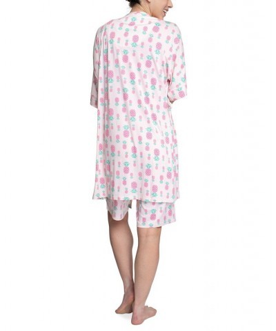 Women's 3-Piece Travel Pajama Set Pink Pineapple $29.92 Sleepwear