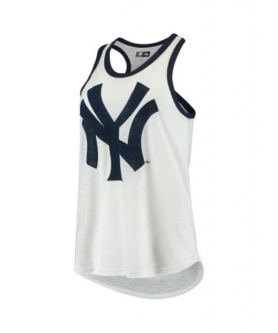 Women's White New York Yankees Tater Racerback Tank Top White $23.93 Tops