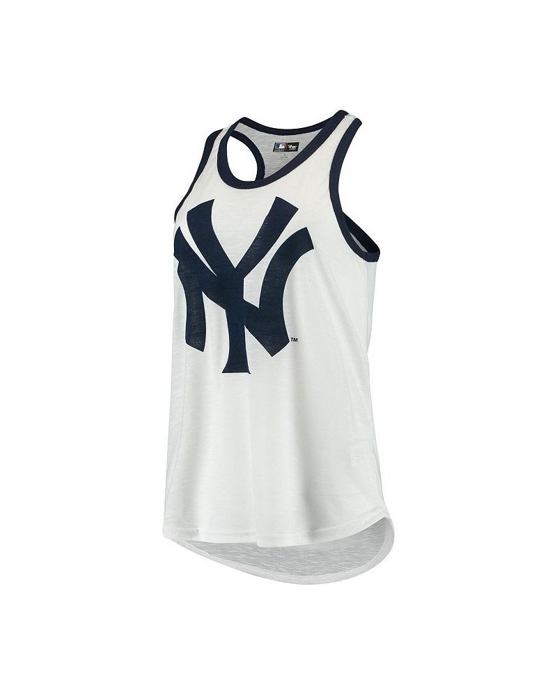 Women's White New York Yankees Tater Racerback Tank Top White $23.93 Tops