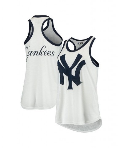 Women's White New York Yankees Tater Racerback Tank Top White $23.93 Tops