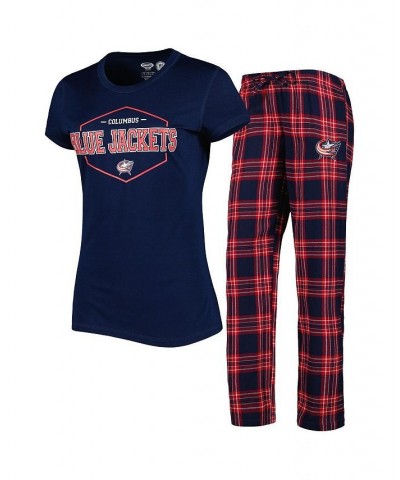 Women's Navy Red Columbus Blue Jackets Badge T-shirt and Pants Sleep Set Navy, Red $29.92 Pajama