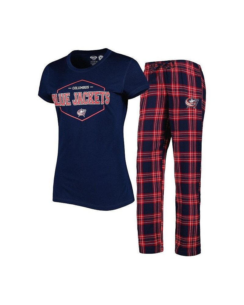 Women's Navy Red Columbus Blue Jackets Badge T-shirt and Pants Sleep Set Navy, Red $29.92 Pajama