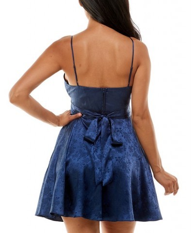 Juniors' Floral-Jacquard A-Line Dress Navy $35.55 Dresses