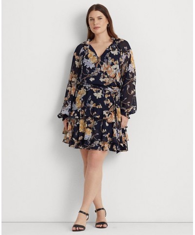 Plus Size Crinkle Dress Navy Multi $68.25 Dresses