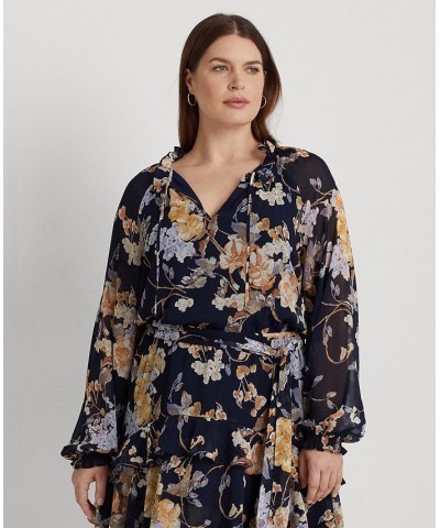 Plus Size Crinkle Dress Navy Multi $68.25 Dresses