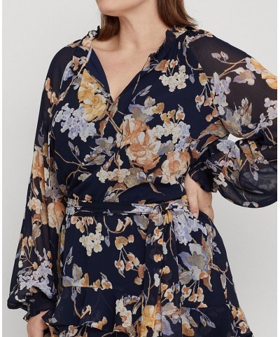 Plus Size Crinkle Dress Navy Multi $68.25 Dresses