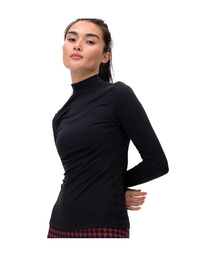 Cozy Mock Neck Long Sleeve Top for Women Black $30.60 Tops