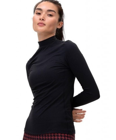 Cozy Mock Neck Long Sleeve Top for Women Black $30.60 Tops