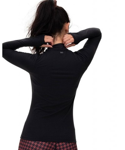 Cozy Mock Neck Long Sleeve Top for Women Black $30.60 Tops