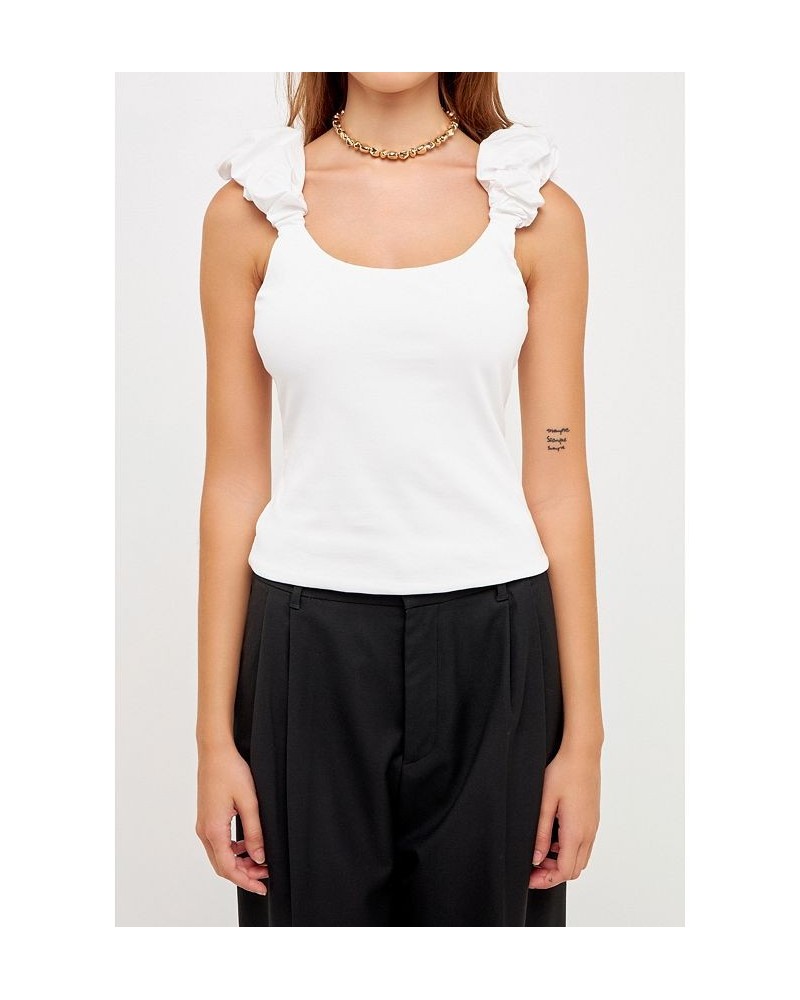 Women's Puffy Sleeve Top White $28.20 Tops