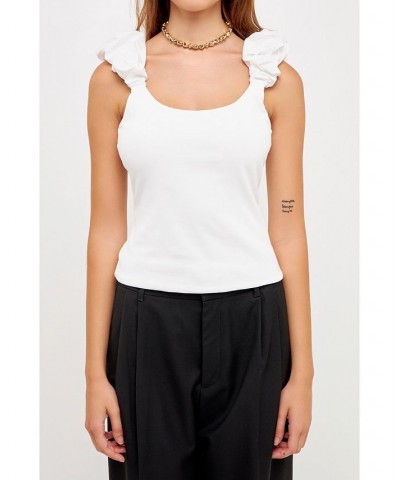 Women's Puffy Sleeve Top White $28.20 Tops