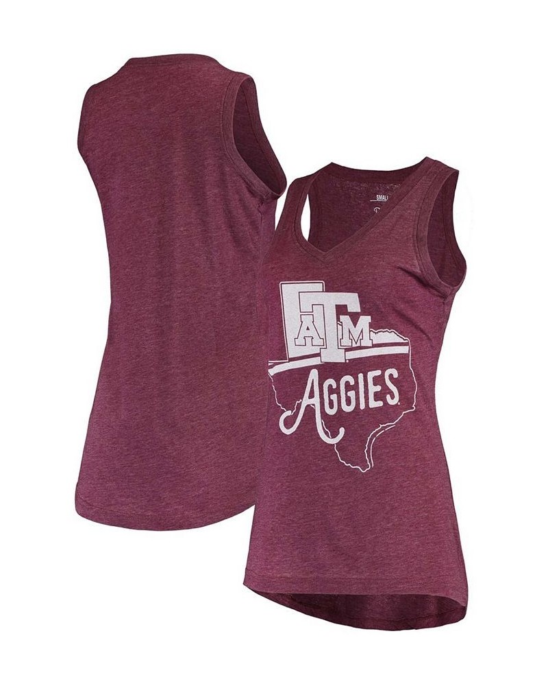 Women's Maroon Texas A M Aggies Ferris Melange V-Neck Tank Top Maroon $17.84 Tops