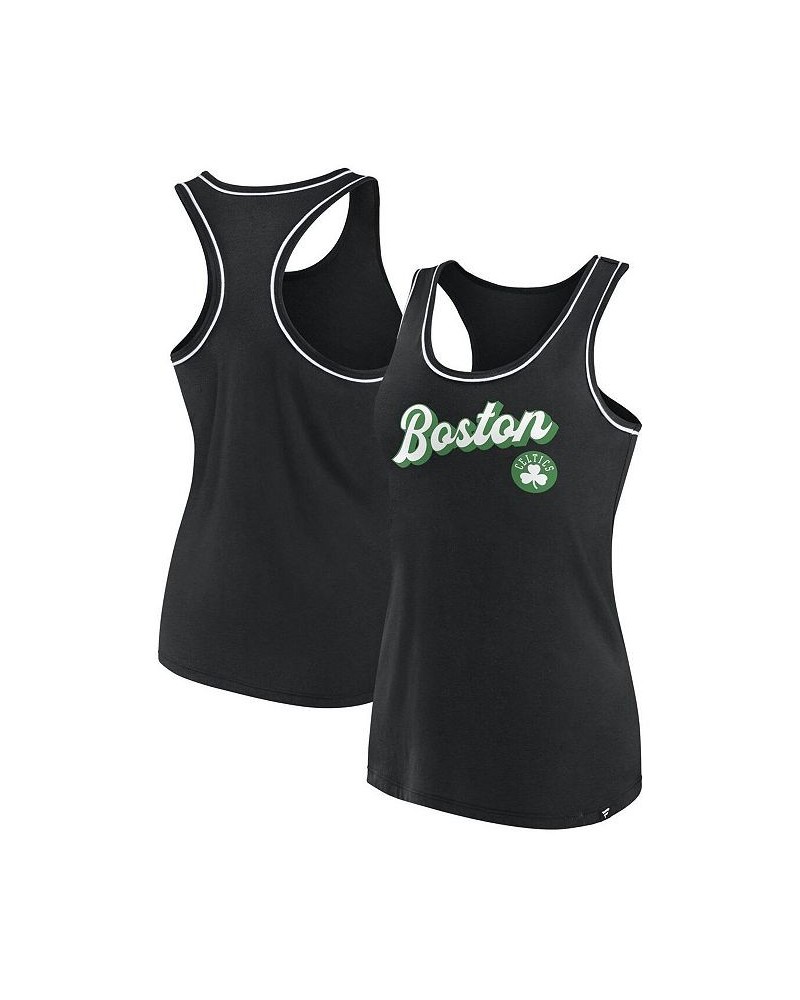 Women's Branded Black Boston Celtics Wordmark Logo Racerback Tank Top Black $21.19 Tops