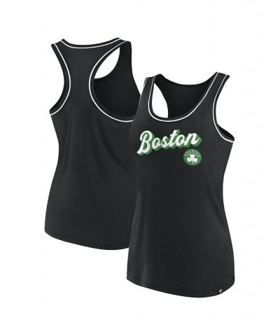 Women's Branded Black Boston Celtics Wordmark Logo Racerback Tank Top Black $21.19 Tops