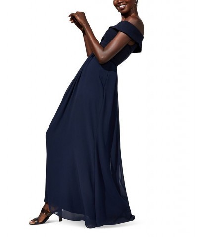 Off-The-Shoulder Chiffon Gown Blue $44.70 Dresses