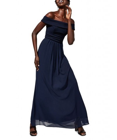 Off-The-Shoulder Chiffon Gown Blue $44.70 Dresses