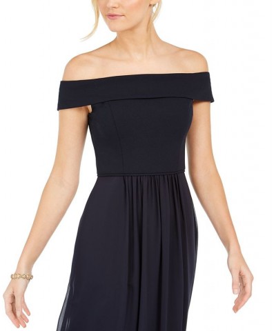 Off-The-Shoulder Chiffon Gown Blue $44.70 Dresses