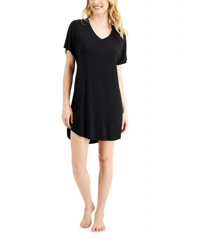 Women's V-Neck Sleep Shirt Black $14.19 Sleepwear