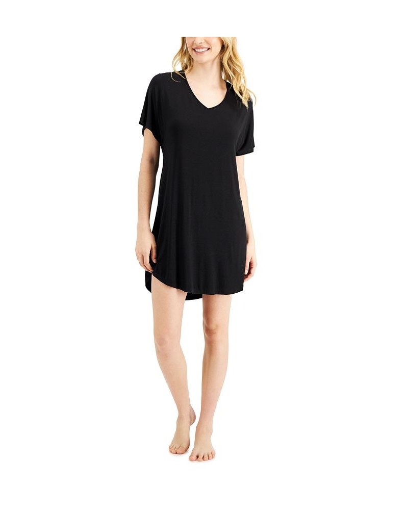 Women's V-Neck Sleep Shirt Black $14.19 Sleepwear