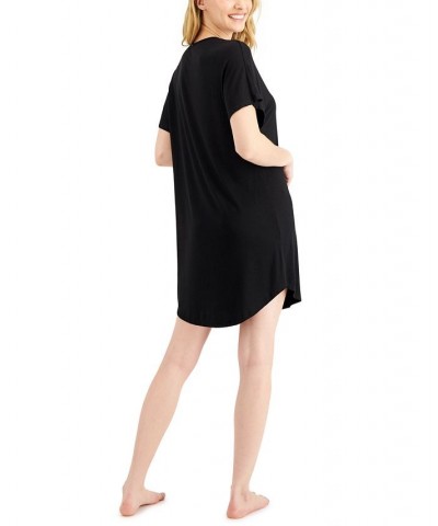 Women's V-Neck Sleep Shirt Black $14.19 Sleepwear