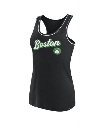 Women's Branded Black Boston Celtics Wordmark Logo Racerback Tank Top Black $21.19 Tops