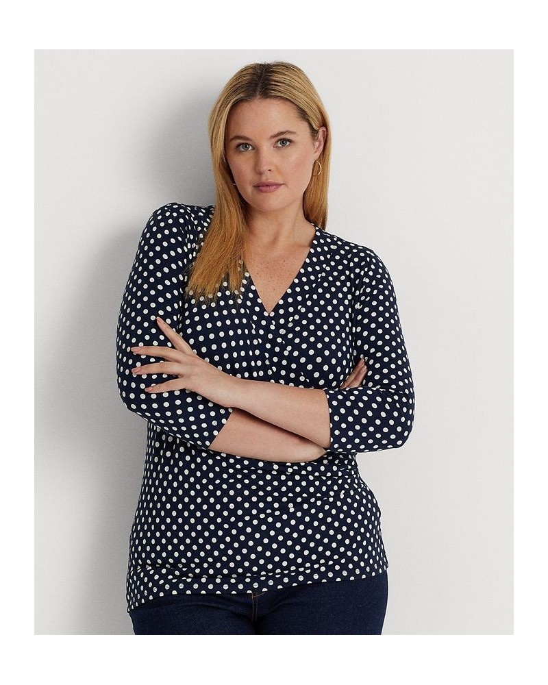 Plus Size Surplice Jersey Top Navy/cream $45.77 Tops