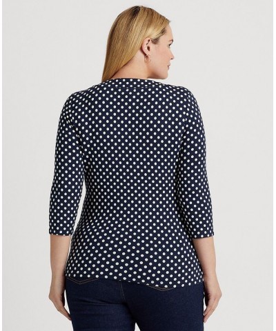 Plus Size Surplice Jersey Top Navy/cream $45.77 Tops