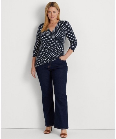 Plus Size Surplice Jersey Top Navy/cream $45.77 Tops