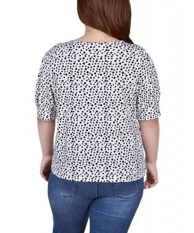 Plus Size Short Sleeve Balloon Sleeve Top Black Gold Chain $13.80 Tops