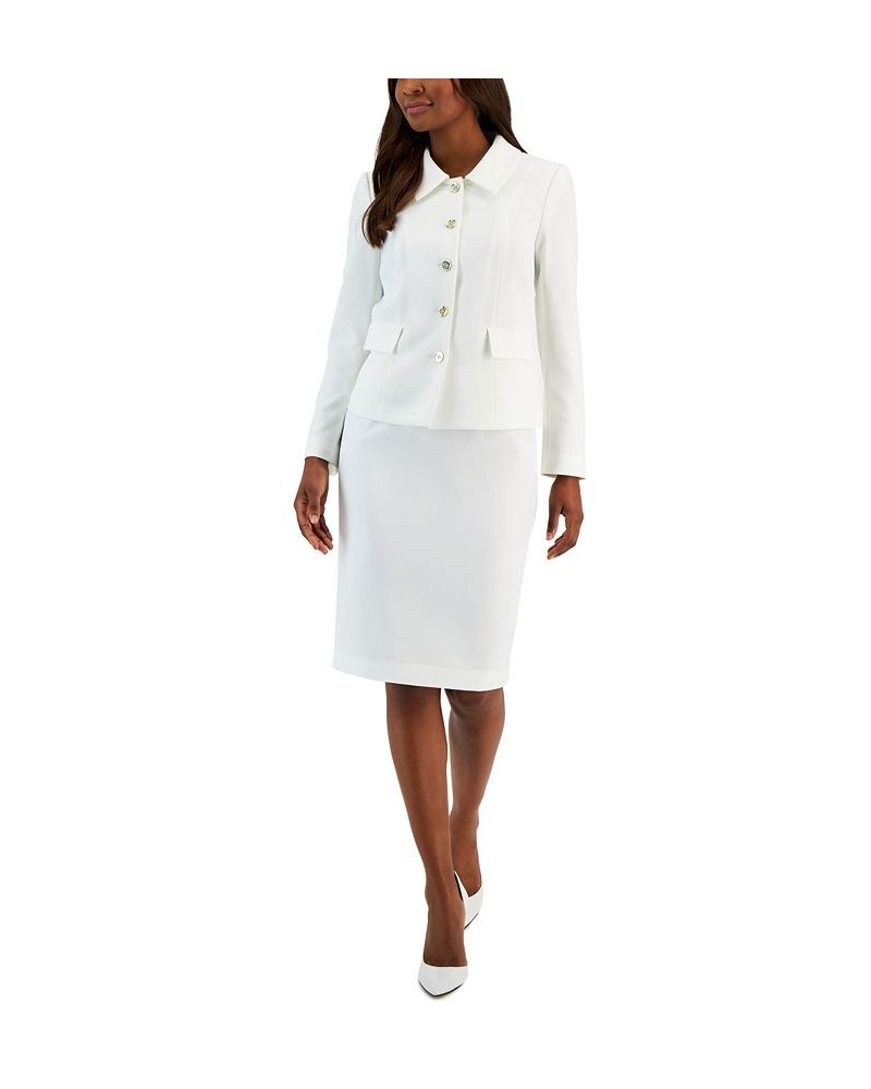 Button-Up Slim Skirt Suit Regular and Petite Sizes White $63.00 Skirts