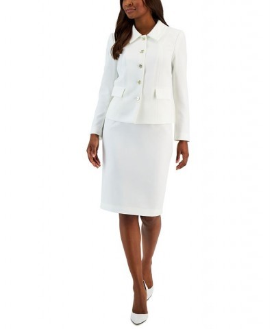 Button-Up Slim Skirt Suit Regular and Petite Sizes White $63.00 Skirts