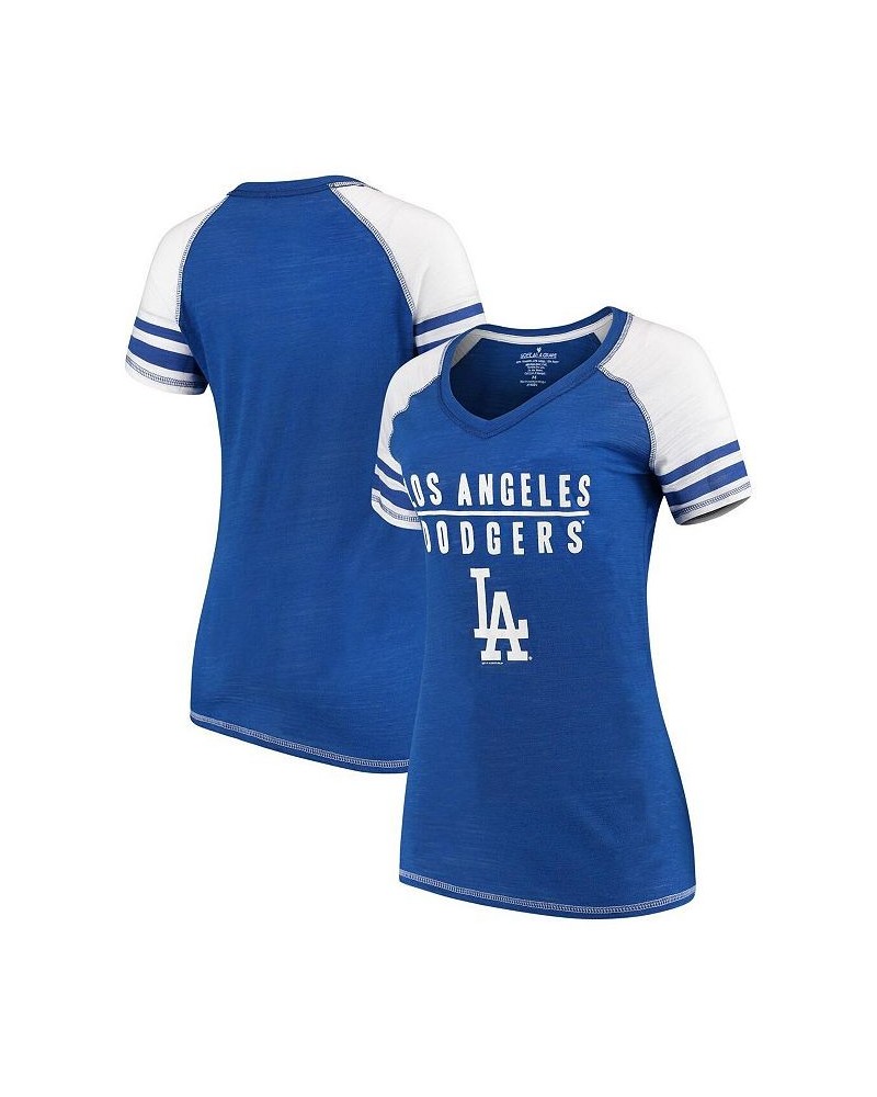 Women's Royal Los Angeles Dodgers Color Block V-Neck T-shirt Royal $21.00 Tops