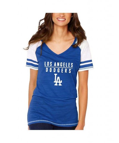 Women's Royal Los Angeles Dodgers Color Block V-Neck T-shirt Royal $21.00 Tops