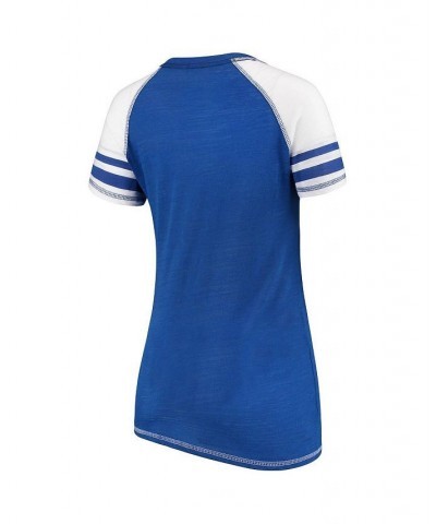 Women's Royal Los Angeles Dodgers Color Block V-Neck T-shirt Royal $21.00 Tops