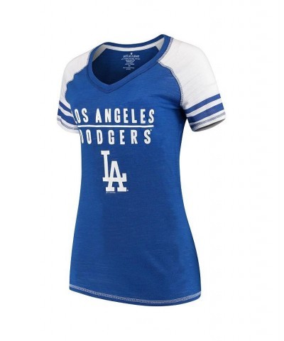 Women's Royal Los Angeles Dodgers Color Block V-Neck T-shirt Royal $21.00 Tops