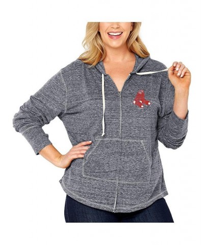 Women's Navy Boston Red Sox Plus Size Full-Zip Hoodie Blue $37.40 Sweatshirts