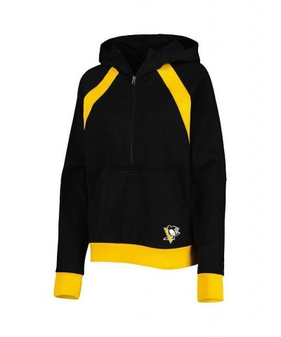 Women's Black Pittsburgh Penguins Wishbone Half-Zip Hoodie Black $48.59 Sweatshirts