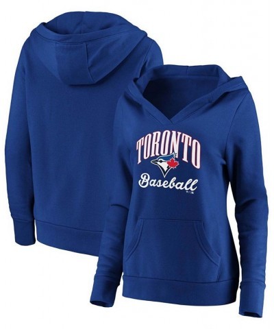 Plus Size Royal Toronto Blue Jays Victory Script Crossover Neck Pullover Hoodie Royal $37.60 Sweatshirts